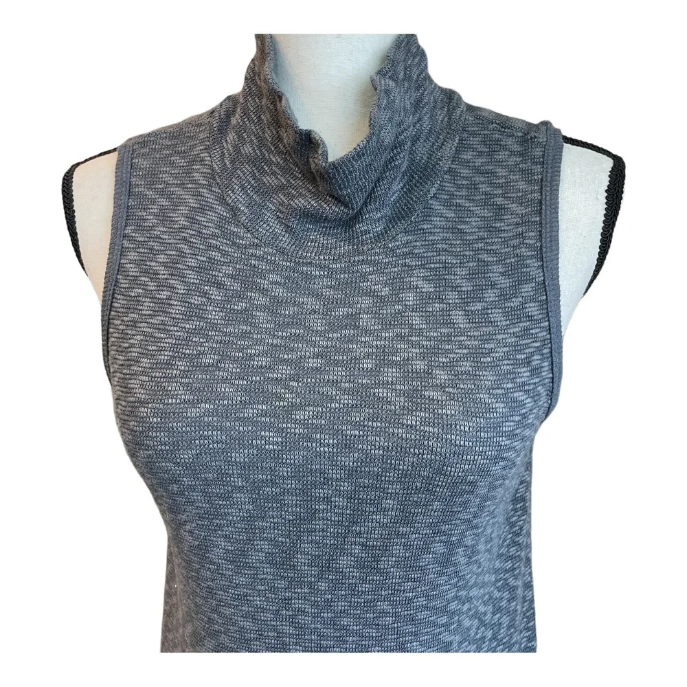 Left of Center Womens Tunic Top Gray Knit High Neck Sleeveless High-Low XS